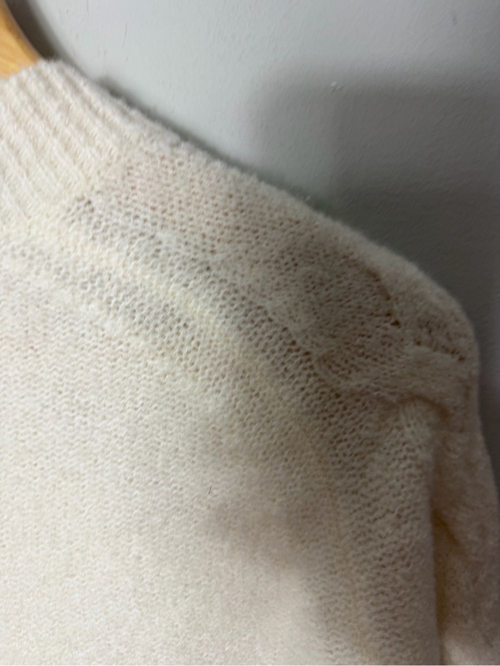 J. Crew Cashmere crewneck bouclé cable-sleeve sweater Size XS Ivory *F - Picture 11 of 12